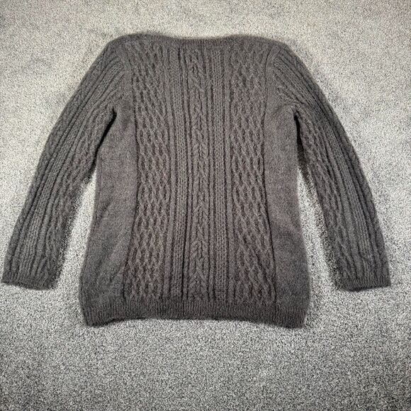 Chelsea28 Sweater Womens Large Cashmere Wool Blend Soft Fuzzy Cable Knit V-neck - Picture 9 of 10